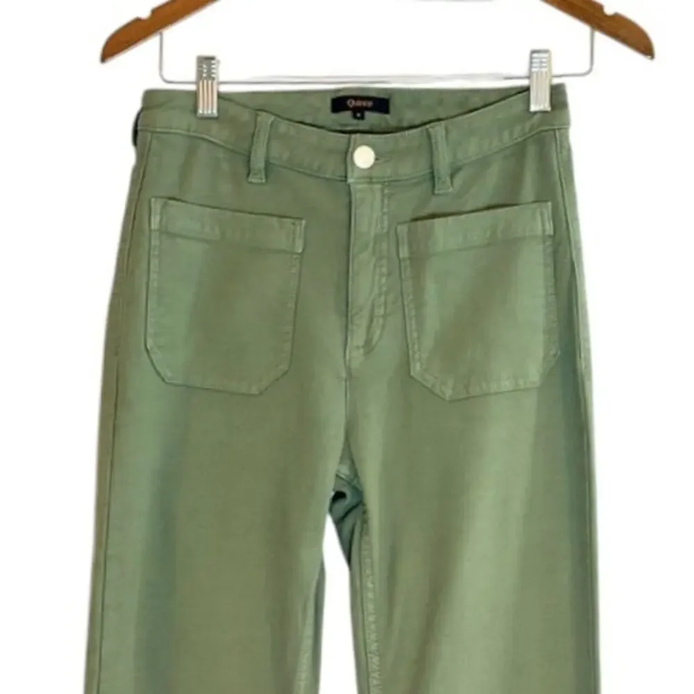 Quince French Terry Wide Leg Pants Size 6 Faded Cargo Green